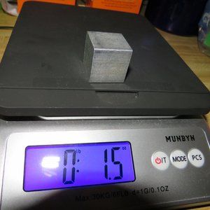 Solid Aluminum 1" Density Cube - Non-Magnetic Metal Specimen Science